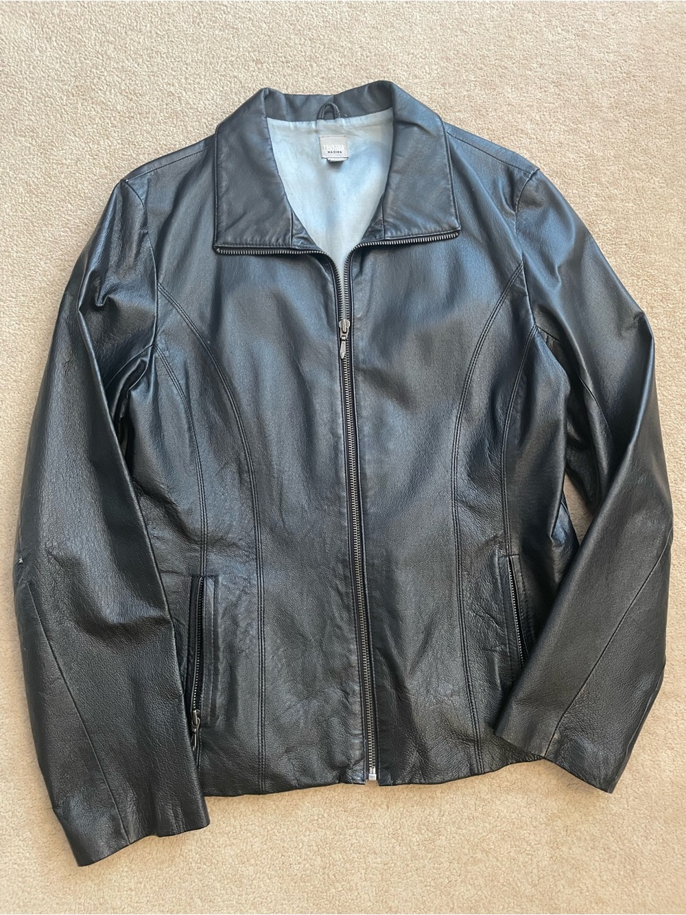 Wilsons Leather Black Women's Zip-Front Leather Jacket